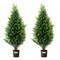 2 Pieces Artificial Cedar Topiary Trees Tall Faux Evergreen Plants in Pots for Indoor Outdoor